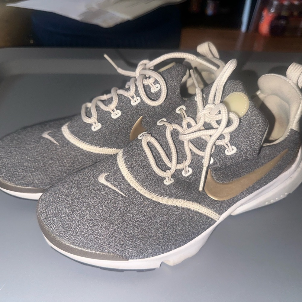 Nike Cream and Gold Athletic Shoes